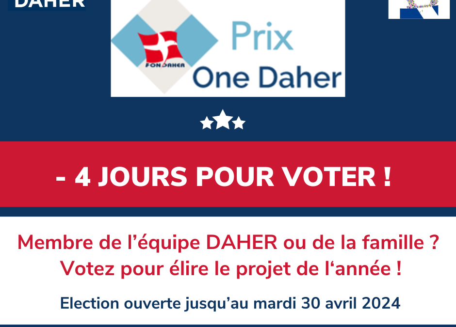Prix One Daher : fin des votes le 30 avril !